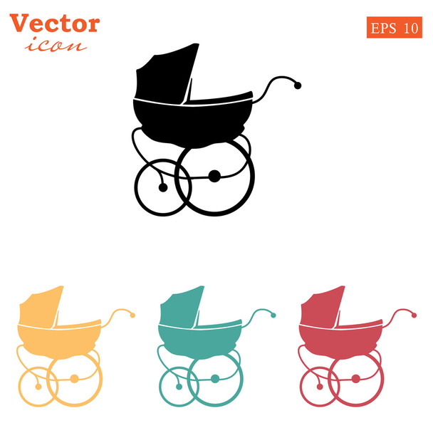baby pram icons set - Vector, afbeelding