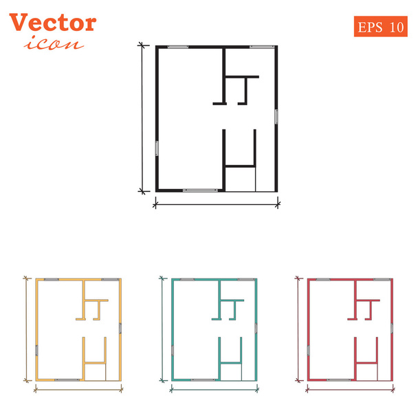 Appartement ontwerp, blauwdruk pictogram - Vector, afbeelding