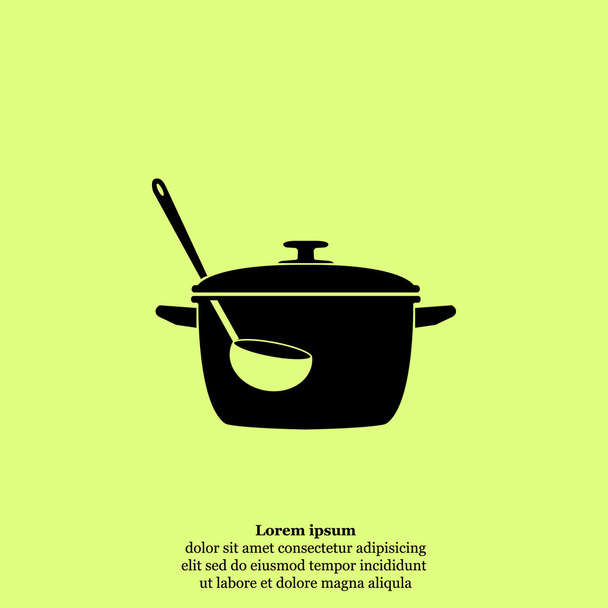 кухонна сковорода і значок ковша
 - Вектор, зображення
