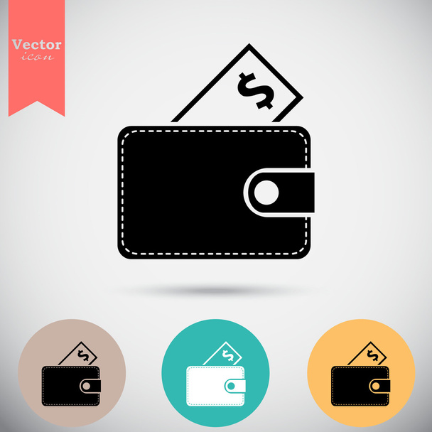 billetera con iconos de dinero conjunto
 - Vector, Imagen