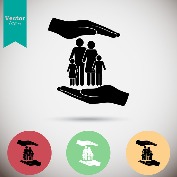 Ikone der Familienversicherung - Vektor, Bild