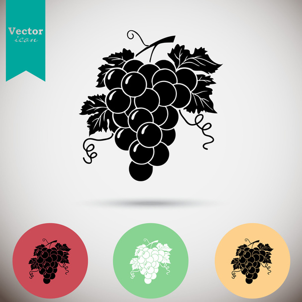 cacho de uvas com ícone de folhas
 - Vetor, Imagem