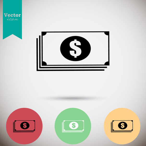 dólar billetes icono de dinero
 - Vector, Imagen