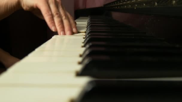 女性の手が美しいグランド ピアノでクラシック音楽の穏やかな演奏します。クローズ アップ ピアノを弾く女性. - 映像、動画