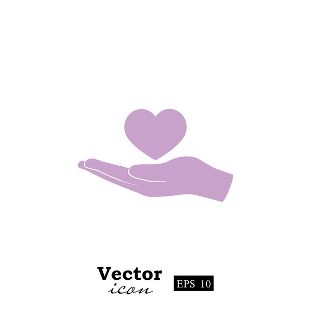 heart on hand icon - Vector, Image