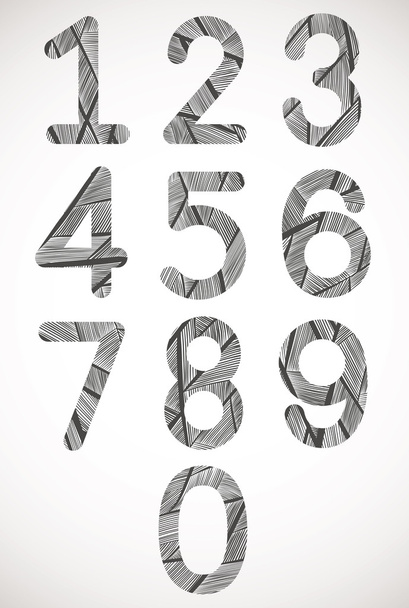 Retro style numbers typeset with pattern lines texture. - Wektor, obraz