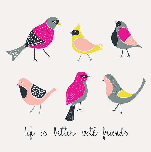 Cute Birds Print  - Vector, Image