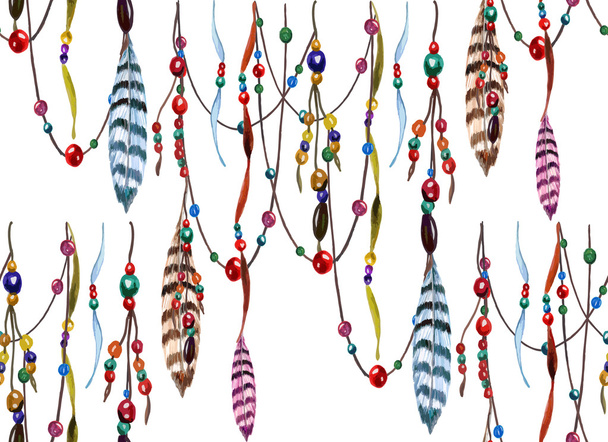 Feathers and Beads pattern. - Vector, Image