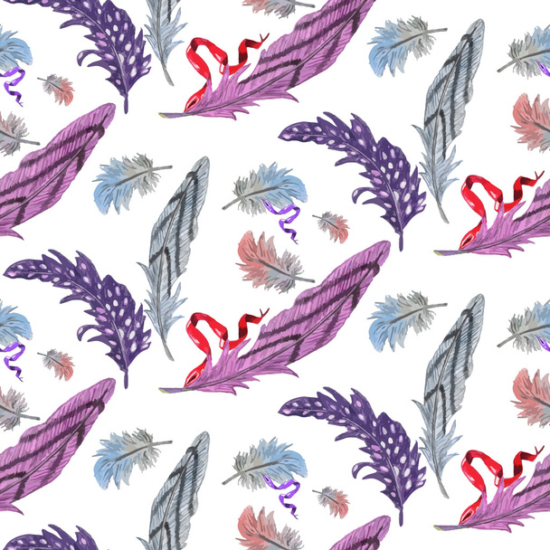 Watercolor Striped & Spotted Feathers - Vector, afbeelding