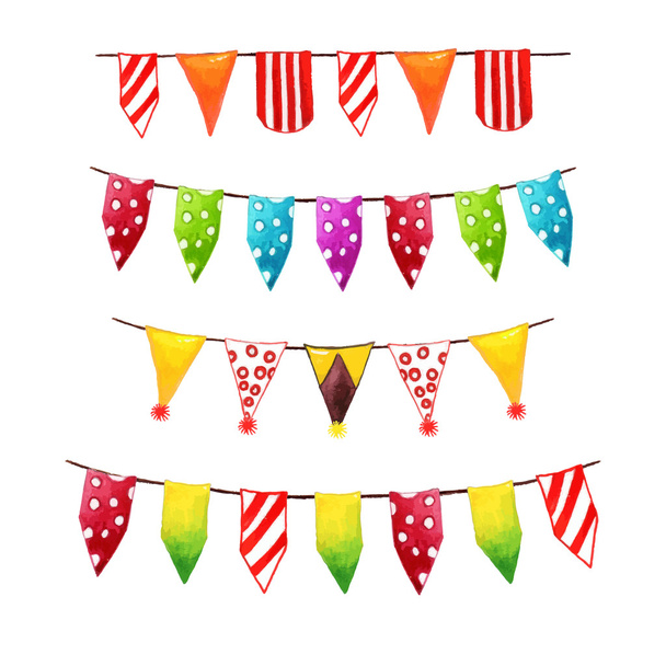 Watercolor Bunting Flags - Vector, Image
