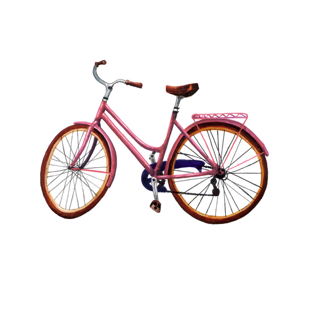 Akvarell rózsaszín kerékpár - Vektor, kép
