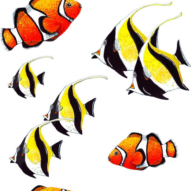Tropické ryby bezešvé vzor - Vektor, obrázek