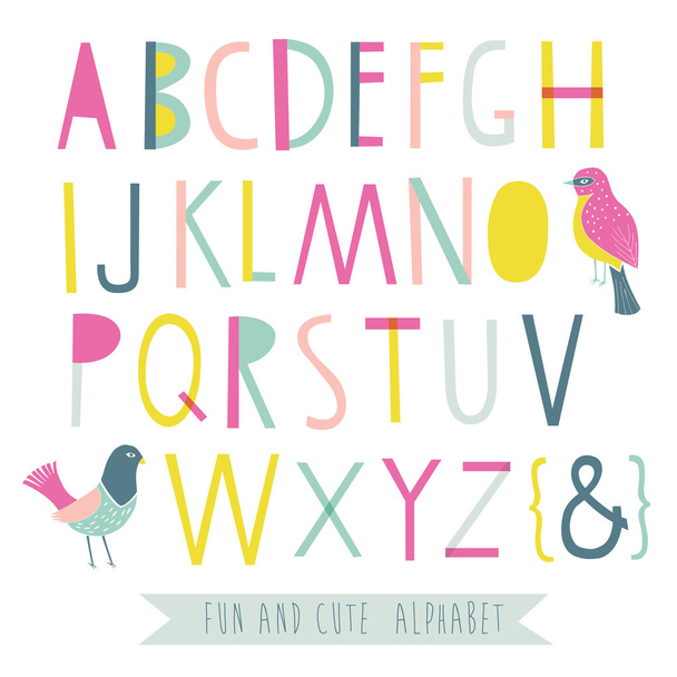 Fun and cute alphabet - Vetor, Imagem