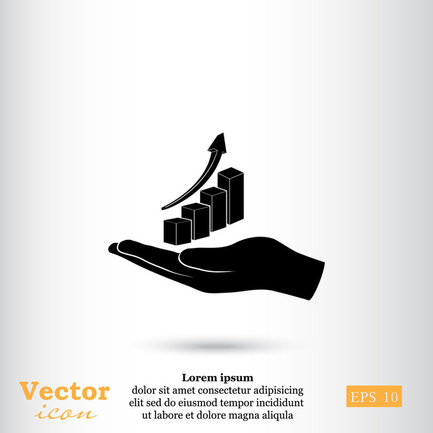 Hand met business diagram pictogram - Vector, afbeelding