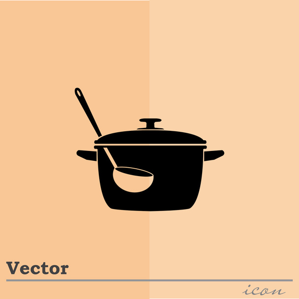 Fritovací pánev a naběračku ikona - Vektor, obrázek