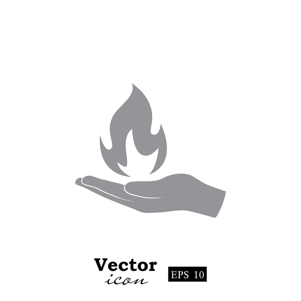 Ręka trzyma ikona ognia - Wektor, obraz