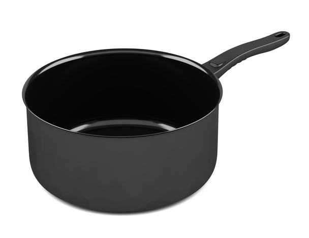 Yksittäinen musta keittoastia eristetty valkoisella taustalla
 - Valokuva, kuva