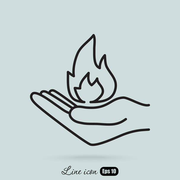 Mão segurando ícone de fogo
 - Vetor, Imagem