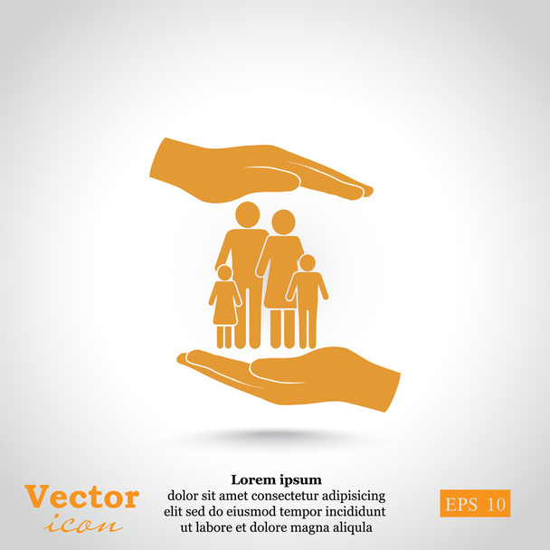 Familie verzekeringen pictogram - Vector, afbeelding