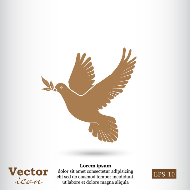 holubice s olivovou ratolestí ikonou - Vektor, obrázek
