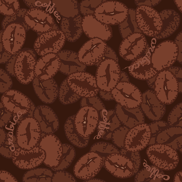 言葉でコーヒー豆。手描きのシームレス パターン - ベクター画像