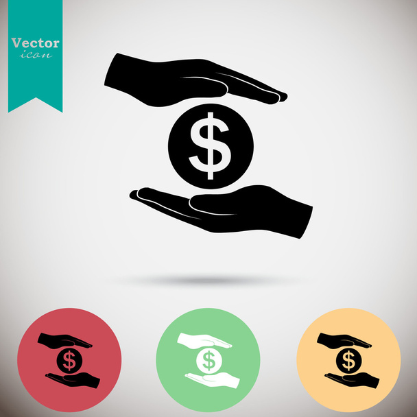 hands holding dollar sign icon - Vector, imagen