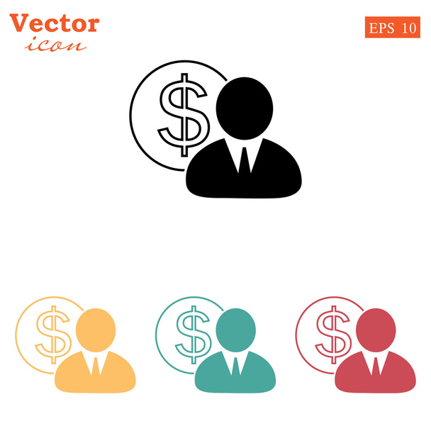 businessman with dollar sign icons set - Vector, Image