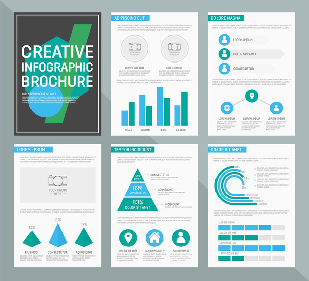 Vector template for multipurpose presentation slides with graphs and charts. - Vector, Image