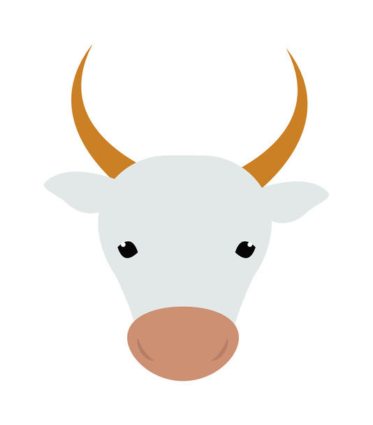 White silhouette of cow head farm animal beef mammal agriculture milk face vector illustration. - Διάνυσμα, εικόνα