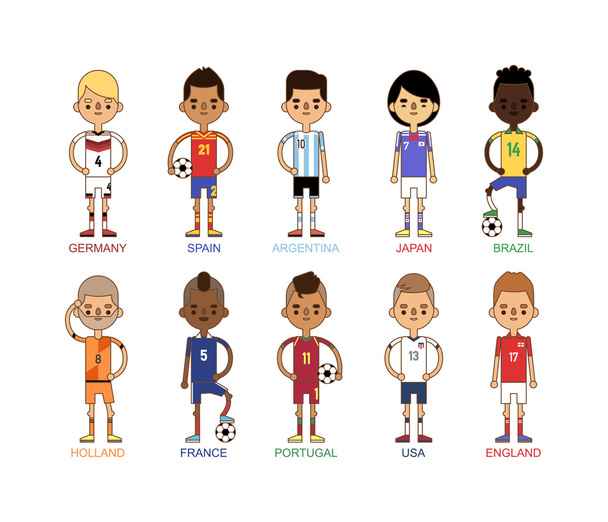 Ποδοσφαιρική ομάδα Αθλητισμός Ποδόσφαιρο παίκτες ομάδα εικονογράφηση φορέα. - Διάνυσμα, εικόνα