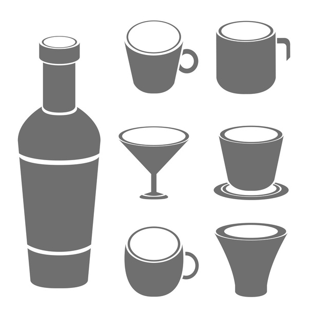 cup and bottle - Vettoriali, immagini