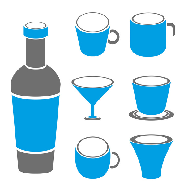 tazza e bottiglia blu
 - Vettoriali, immagini