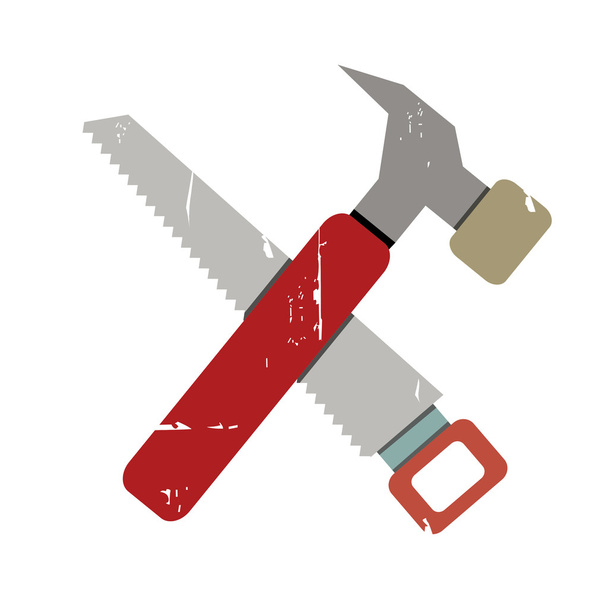 hammer and saw - Vector, Image
