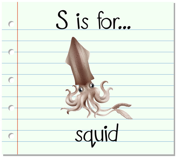 Kartičky dopis S je Squid - Vektor, obrázek