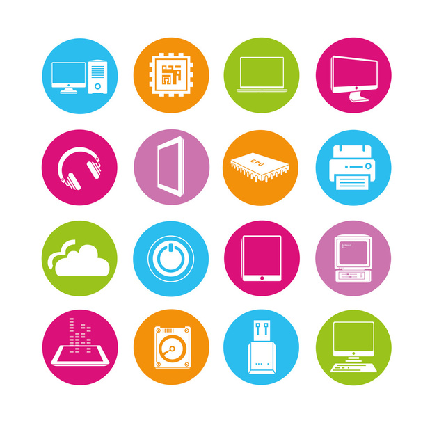 computer icons set, buttons - Vector, Image