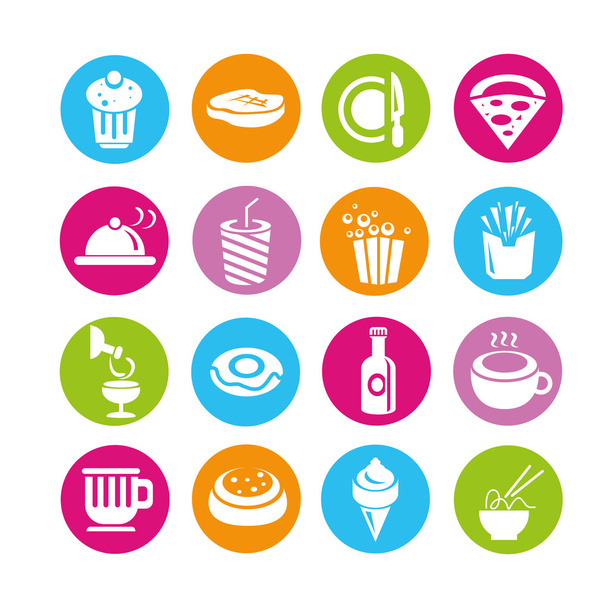 food icons set, buttons - Vector, Image
