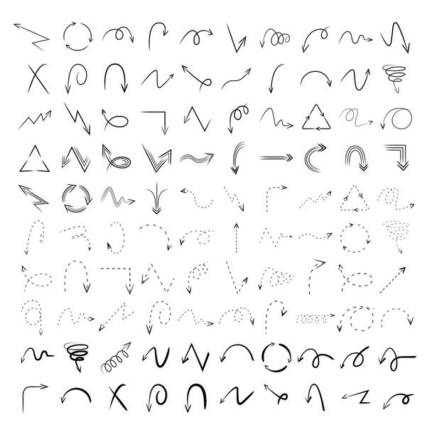sketched icons set, drawing line arrows - Vector, Image