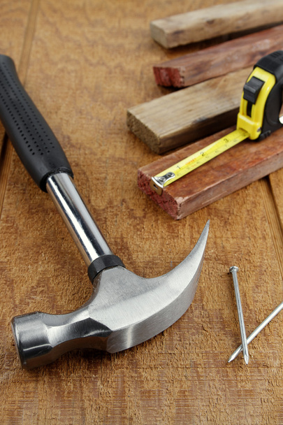 Assorted work tools on wood - Photo, Image