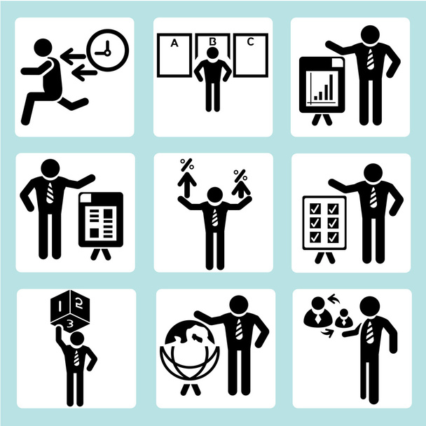 mensen uit het bedrijfsleven, pictogrammen van bedrijfs beheer - Vector, afbeelding