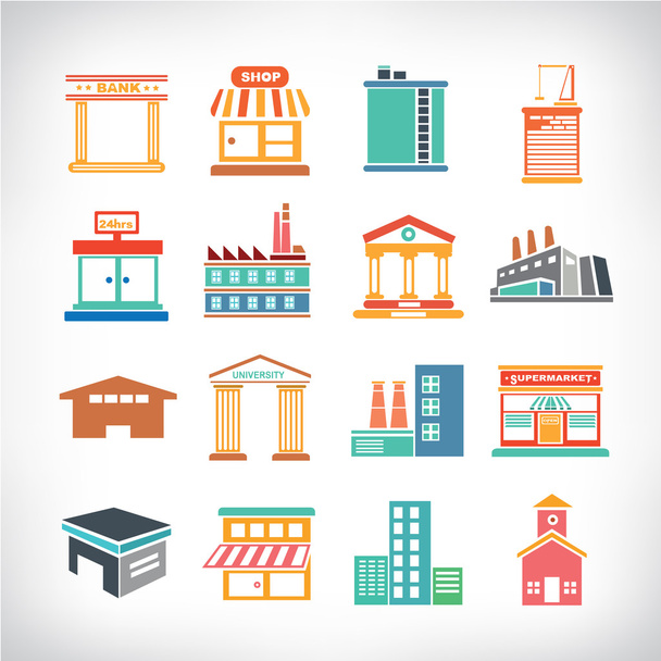 Cute collection of City, Town Buildings - Vector, imagen