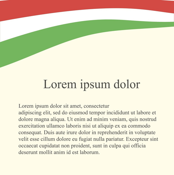 Achtergrond van de Hongaarse vlag. Witte, groene, rode vlag op licht roze achtergrond, grijze Lorem ipsum, vector - Vector, afbeelding