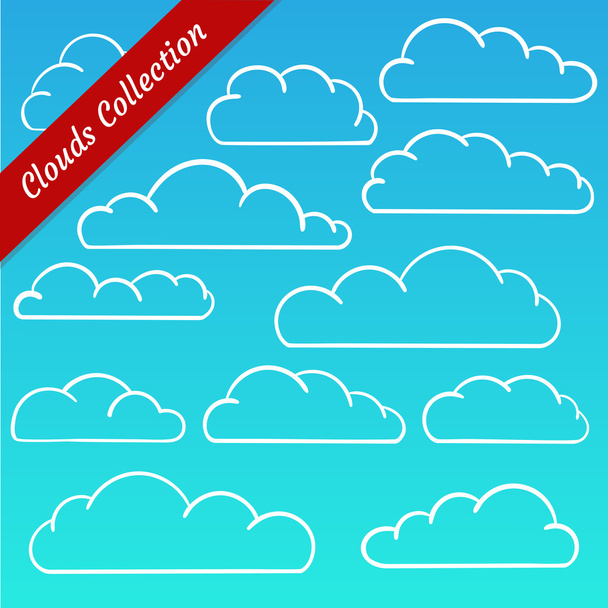Cloud shapes collection. Cartoon Cloud contours set. - Vector, Image