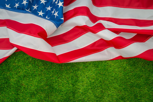 American flag on grass - Фото, зображення