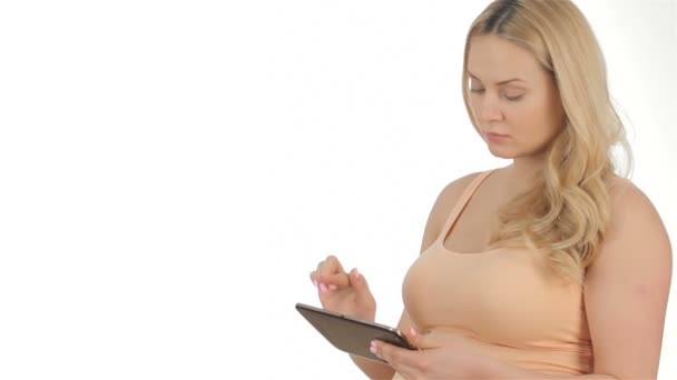 Pregnat woman with tablet - Footage, Video