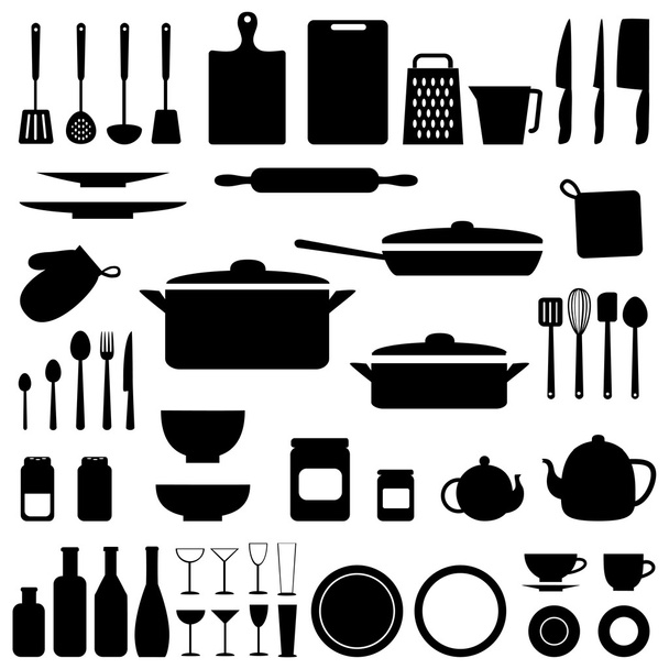 Vector silhouette of kitchen tools - Vettoriali, immagini