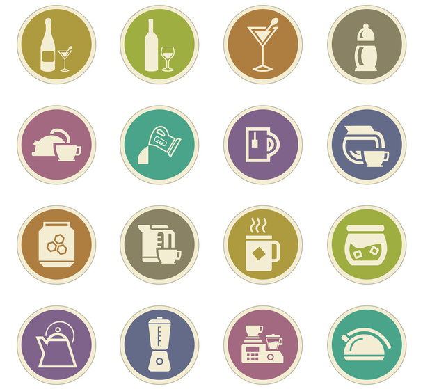 Utensils for the preparation of beverages icons - Vector, imagen