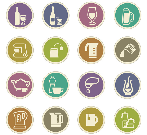 Utensils for the preparation of beverages icons - Vektor, kép