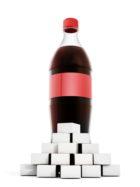 Cola bottle with lots of sugar cubes - Fotografie, Obrázek