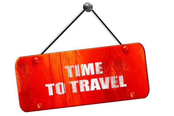 time to travel, 3D rendering, vintage old red sign - Φωτογραφία, εικόνα