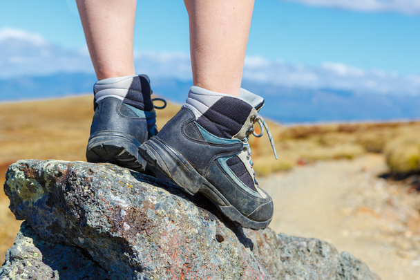 hiking boots on the rock - Photo, image